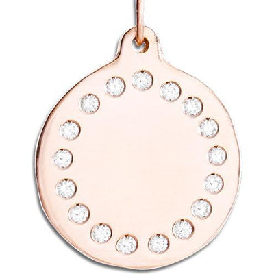 Large Eternity Disk Charm Pave Diamonds Jewelry Helen Ficalora 14k Pink Gold For Necklaces And Bracelets
