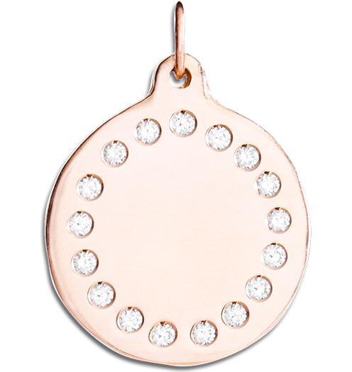 Large Eternity Disk Charm Pave Diamonds Jewelry Helen Ficalora 14k Pink Gold For Necklaces And Bracelets
