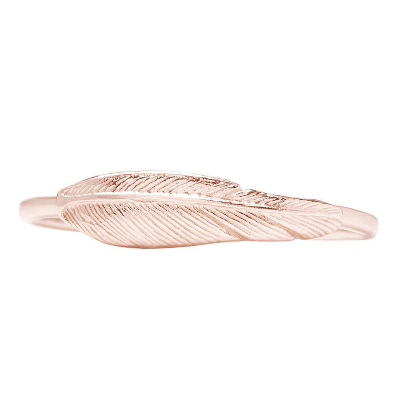 Large Feather Stacking Ring Jewelry Helen Ficalora 14k Pink Gold 6