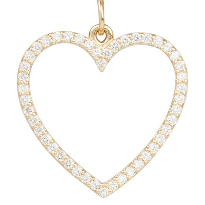 Large Heart Charm Pave Diamonds Jewelry Helen Ficalora 14k Yellow Gold For Necklaces And Bracelets