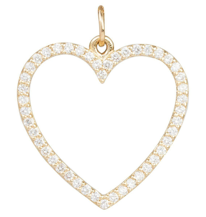 Large Heart Charm Pave Diamonds Jewelry Helen Ficalora 14k Yellow Gold For Necklaces And Bracelets
