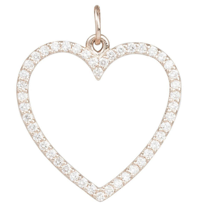 Large Heart Charm Pave Diamonds Jewelry Helen Ficalora 14k White Gold For Necklaces And Bracelets