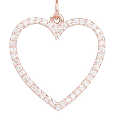 Large Heart Charm Pave Diamonds Jewelry Helen Ficalora 14k Pink Gold For Necklaces And Bracelets