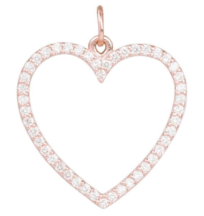 Large Heart Charm Pave Diamonds Jewelry Helen Ficalora 14k Pink Gold For Necklaces And Bracelets