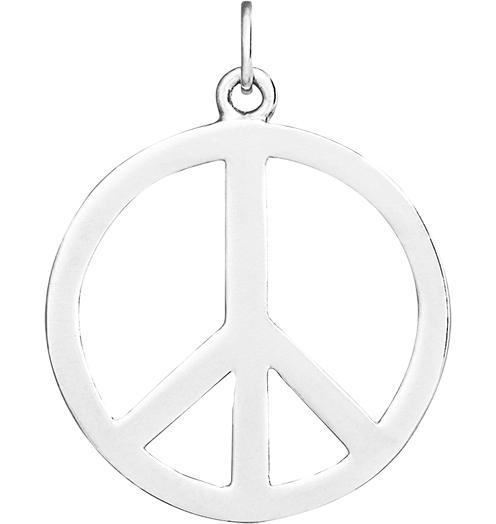 Large Peace Sign Cutout Charm Jewelry Helen Ficalora Sterling Silver For Necklaces And Bracelets