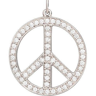 Large Peace Sign Cutout Charm Pavé Diamonds Jewelry Helen Ficalora 14k White Gold For Necklaces And Bracelets