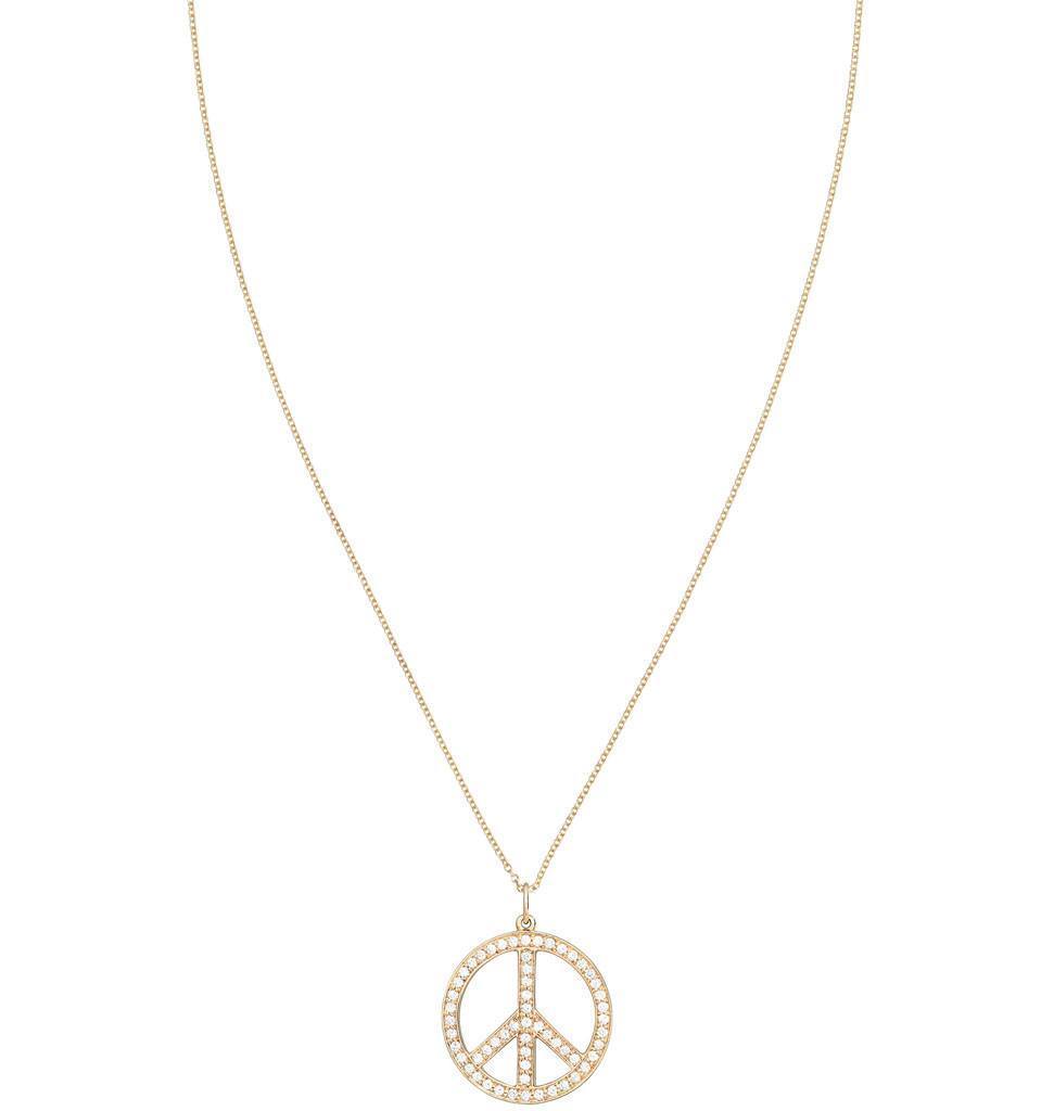 Large Peace Sign Cutout Charm Pavé Diamonds Jewelry Helen Ficalora For Necklaces And Bracelets