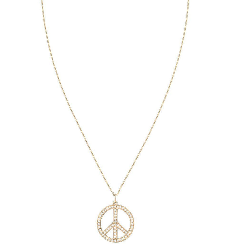 Large Peace Sign Cutout Charm Pavé Diamonds Jewelry Helen Ficalora For Necklaces And Bracelets