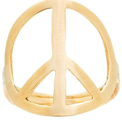 Large Peace Sign Ring Jewelry Helen Ficalora 14k Yellow Gold 6