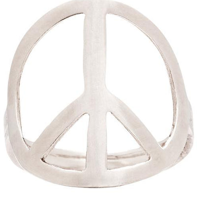 Large Peace Sign Ring Jewelry Helen Ficalora 14k White Gold 6