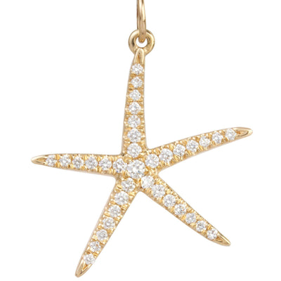 Large Starfish Charm Pavé Diamonds Jewelry Helen Ficalora 14k Yellow Gold