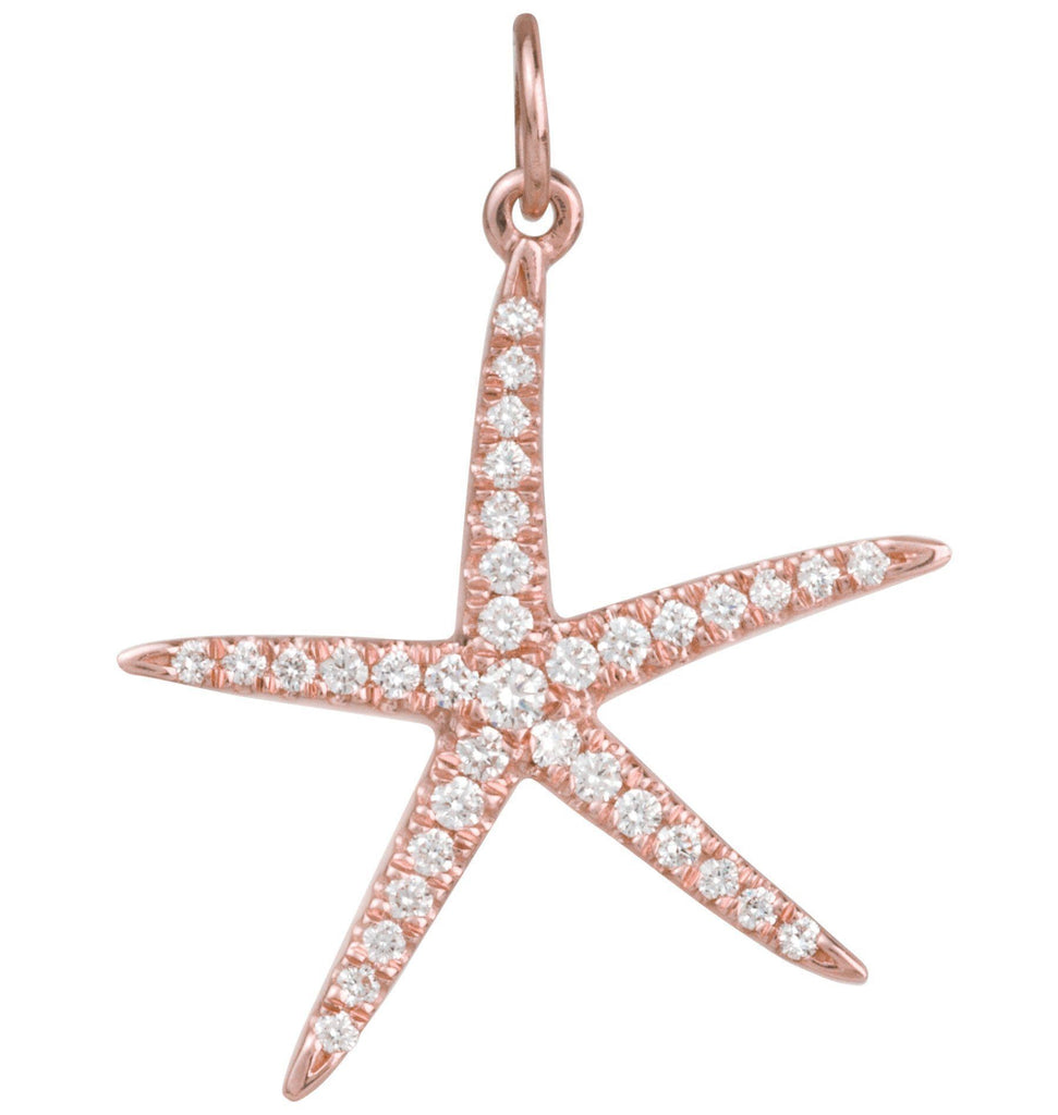 Large Starfish Charm Pavé Diamonds Jewelry Helen Ficalora 14K Pink Gold