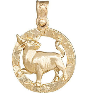 Large Taurus Zodiac Charm Jewelry Helen Ficalora 14k Yellow Gold