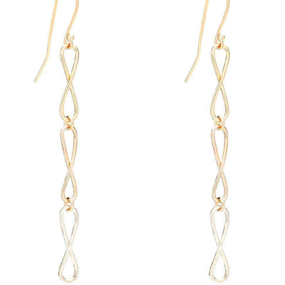 Large Tri Color Infinity Dangle Earrings Jewelry Helen Ficalora 14k Yellow, White and Pink Gold