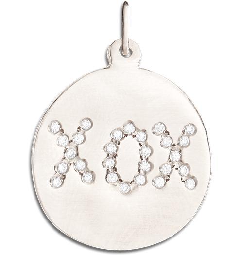 Large "XOX" Disk Charm Pave Diamonds Jewelry Helen Ficalora 14k White Gold
