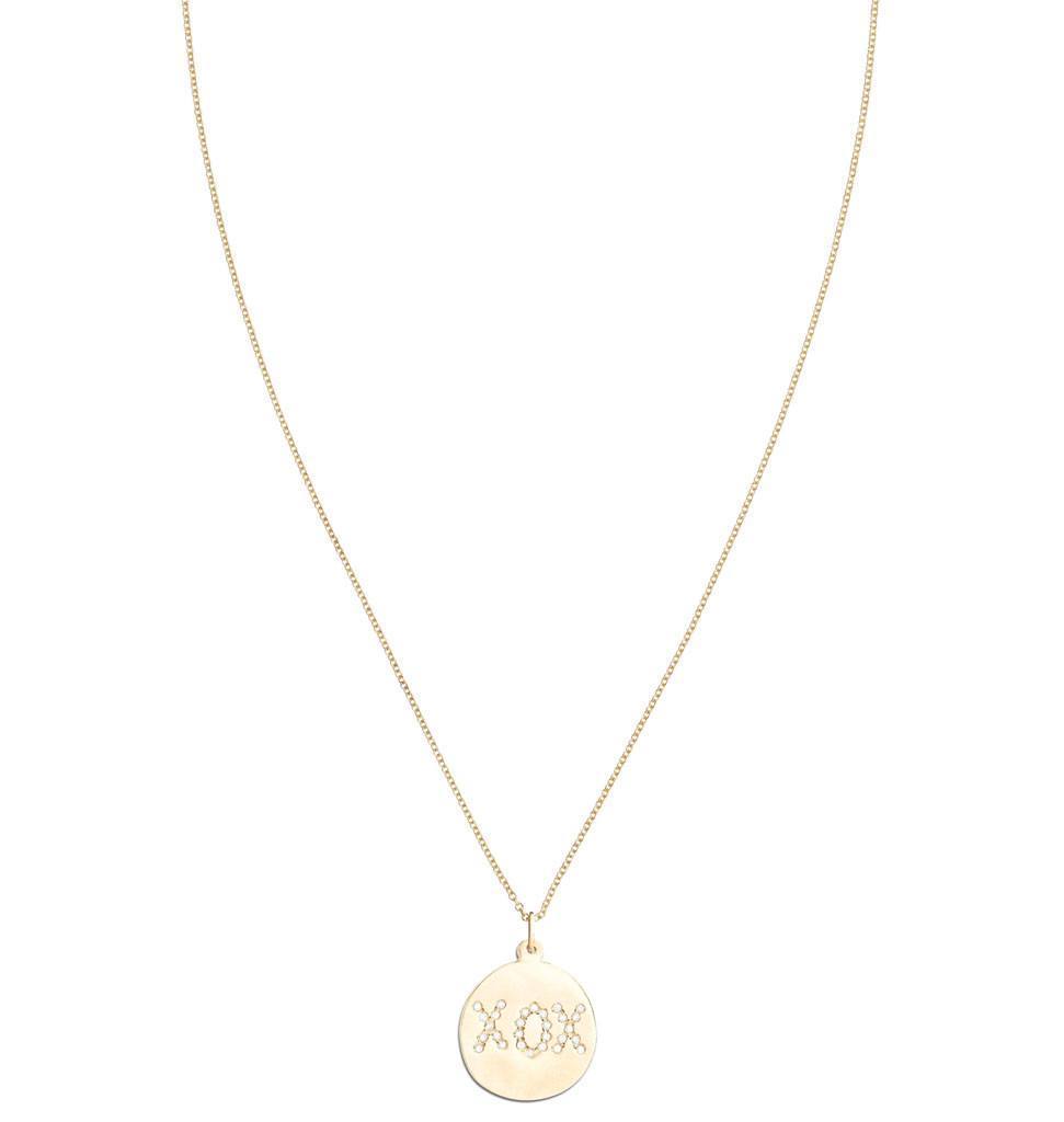 Large "XOX" Disk Charm Pave Diamonds Jewelry Helen Ficalora 