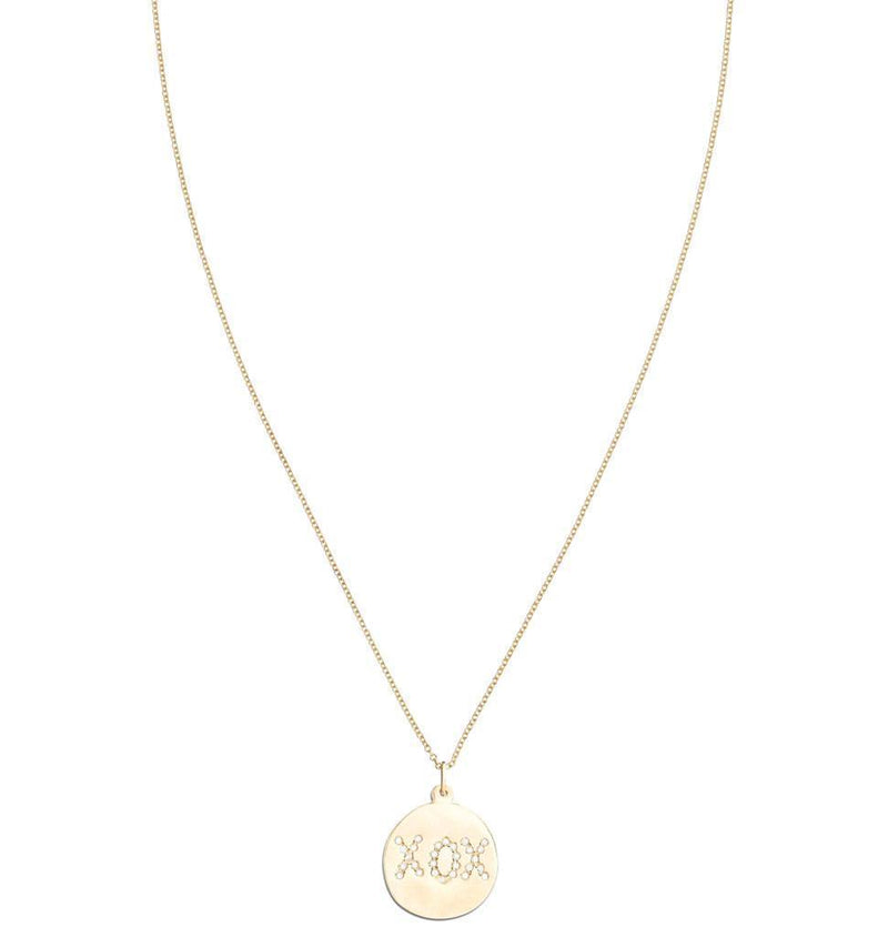 Large "XOX" Disk Charm Pave Diamonds Jewelry Helen Ficalora 
