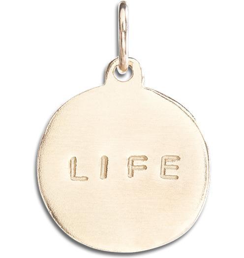 "Life" Disk Charm Jewelry Helen Ficalora 14k Yellow Gold