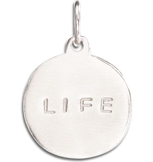 "Life" Disk Charm Jewelry Helen Ficalora 14k White Gold