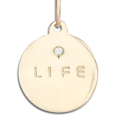 "Life" Disk Charm With Diamond Jewelry Helen Ficalora 14k Yellow Gold For Necklaces And Bracelets