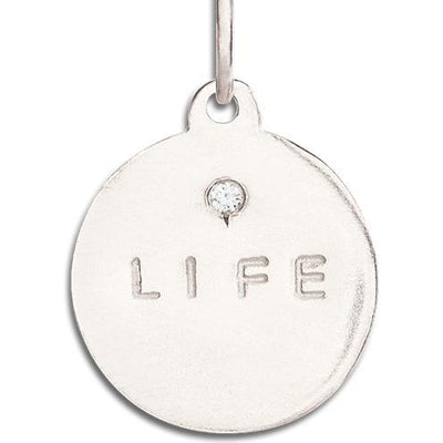 "Life" Disk Charm With Diamond Jewelry Helen Ficalora 14k White Gold For Necklaces And Bracelets