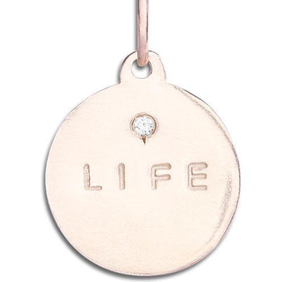 "Life" Disk Charm With Diamond Jewelry Helen Ficalora 14k Pink Gold For Necklaces And Bracelets