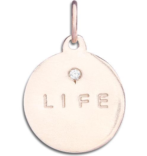 "Life" Disk Charm With Diamond Jewelry Helen Ficalora 14k Pink Gold For Necklaces And Bracelets