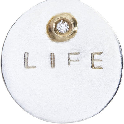 "Life" Disk Charm With Diamond Jewelry Helen Ficalora Sterling Silver And 14k Yellow Gold For Necklaces And Bracelets