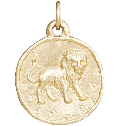 14K Yellow Gold Small Lion Head Pendant Charm – Italian Made, Unisex, 12mm