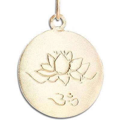 Lotus Om Disk Charm Jewelry Helen Ficalora 14k Yellow Gold