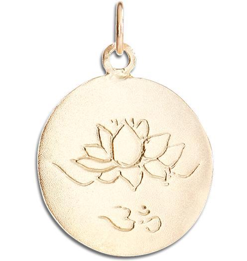 Lotus Om Disk Charm Jewelry Helen Ficalora 14k Yellow Gold