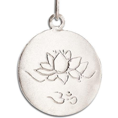Lotus Om Disk Charm Jewelry Helen Ficalora 14k White Gold