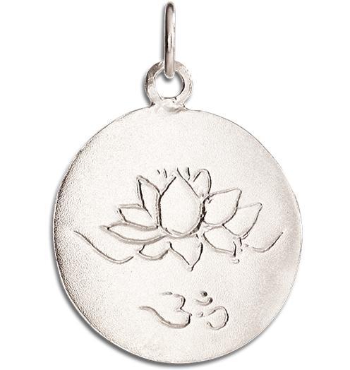 Lotus Om Disk Charm Jewelry Helen Ficalora 14k White Gold