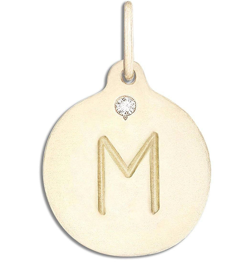 "M" Alphabet Charm With Diamond Jewelry Helen Ficalora 14k Yellow Gold For Necklaces And Bracelets