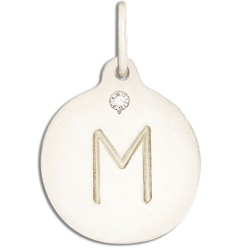 "M" Alphabet Charm With Diamond Jewelry Helen Ficalora 14k White Gold For Necklaces And Bracelets