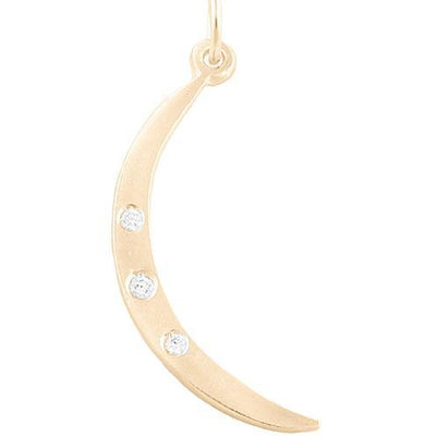 Medium Crescent Moon Charm With 3 Diamonds Jewelry Helen Ficalora 14k Yellow Gold