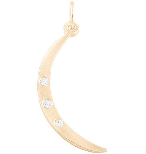 Medium Crescent Moon Charm With 3 Diamonds Jewelry Helen Ficalora 14k Yellow Gold