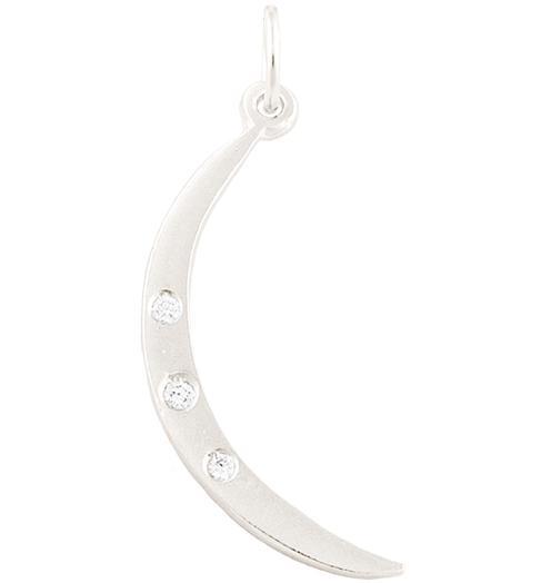 Medium Crescent Moon Charm With 3 Diamonds Jewelry Helen Ficalora 14k White Gold
