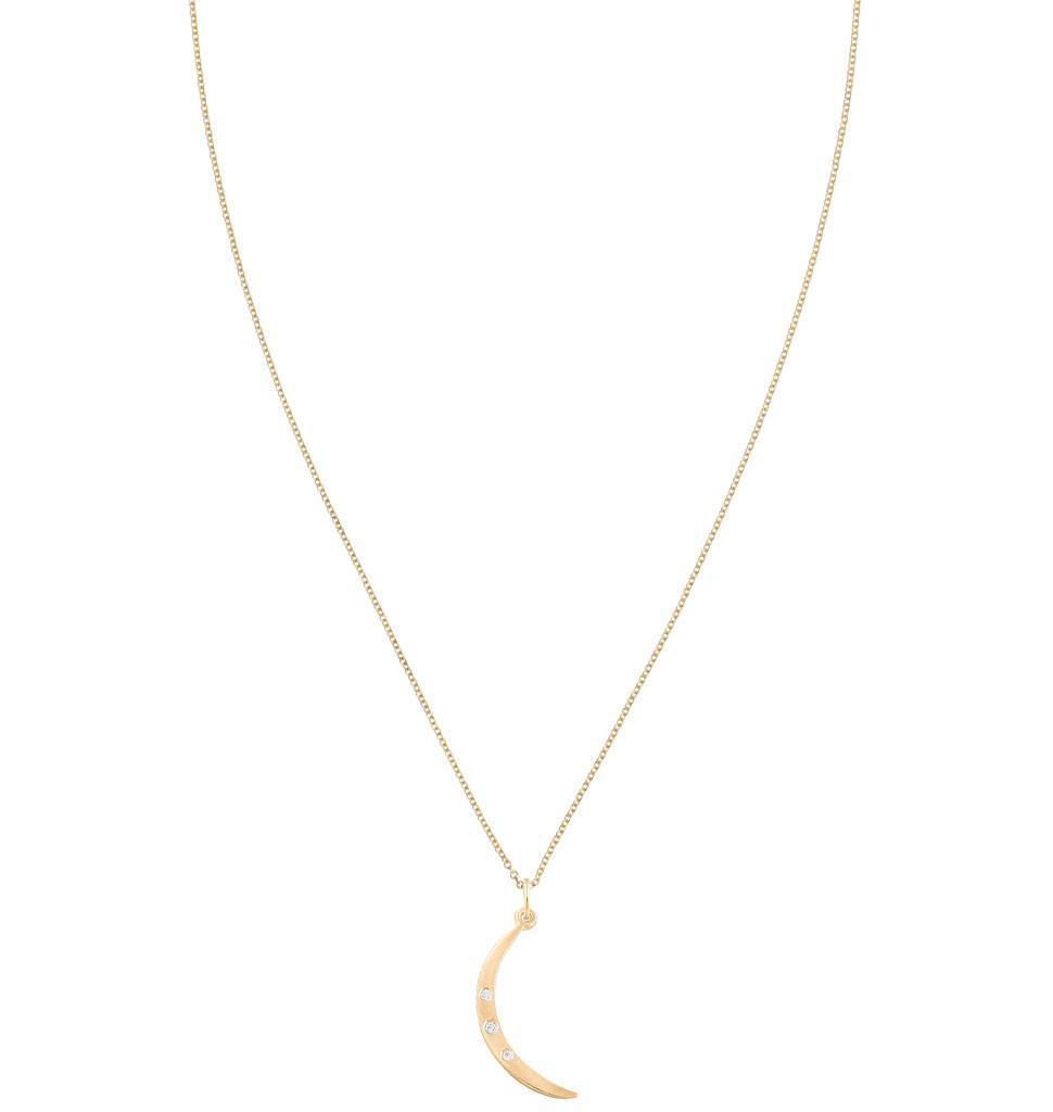Medium Crescent Moon Charm With 3 Diamonds Jewelry Helen Ficalora