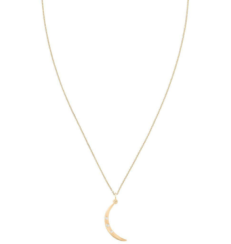 Medium Crescent Moon Charm With 3 Diamonds Jewelry Helen Ficalora