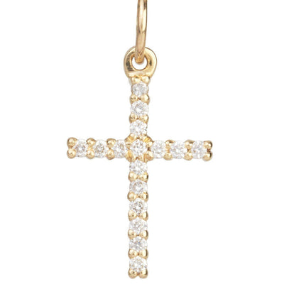 Medium Pave Diamond Cross Jewelry Helen Ficalora 14k Yellow Gold