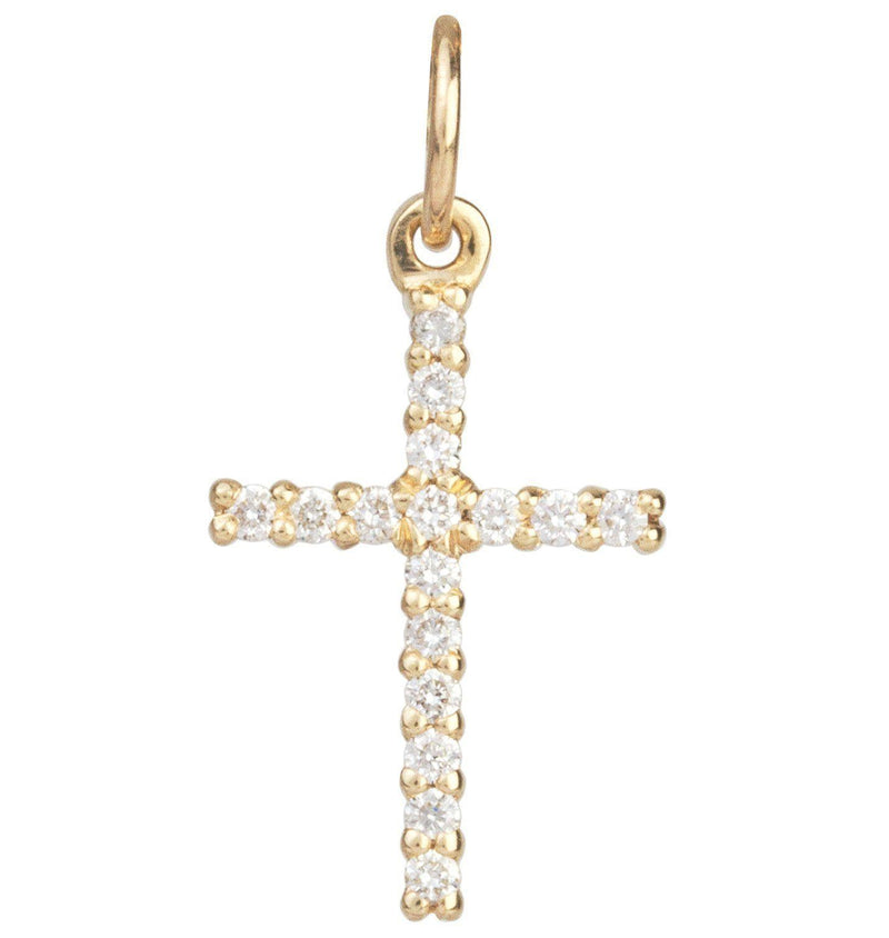 Medium Pave Diamond Cross Jewelry Helen Ficalora 14k Yellow Gold
