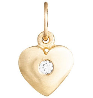 Puffed Heart Charm - 14K Yellow Gold - Helen Ficalora