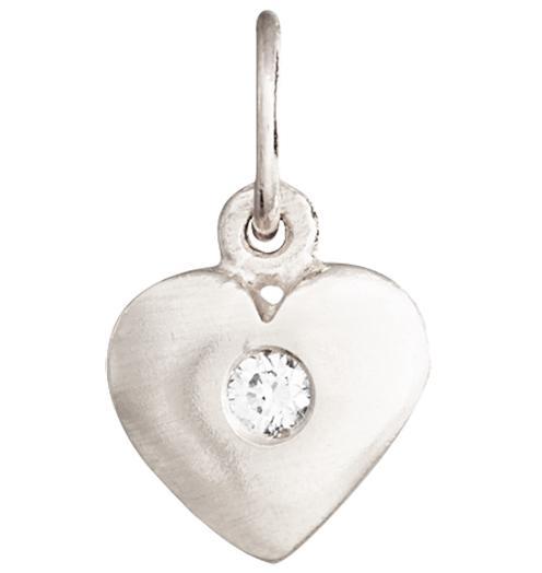 Puffed Heart Charm - 14K White Gold - Helen Ficalora