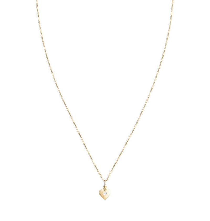 Puffed Heart Charm - 14K Yellow Gold - Helen Ficalora