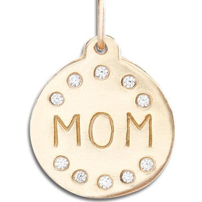 14kt Gold "Mom" Pendant with Diamonds - Helen Ficalora