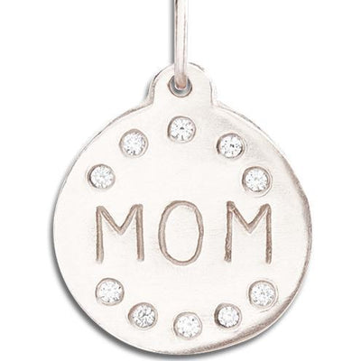 14kt Gold "Mom" Pendant with Diamonds - Helen Ficalora