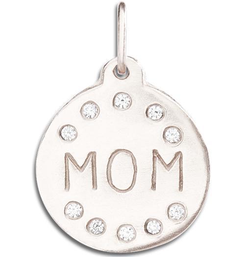 14kt Gold "Mom" Pendant with Diamonds - Helen Ficalora