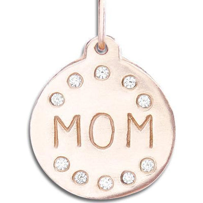14kt Gold "Mom" Pendant with Diamonds - Helen Ficalora