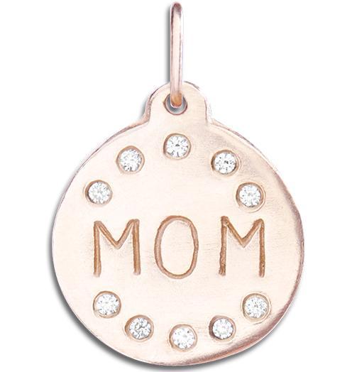 14kt Gold "Mom" Pendant with Diamonds - Helen Ficalora
